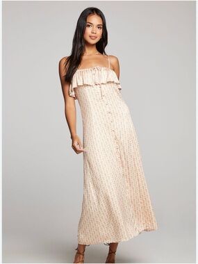 saltwater LUXE Blush Floral Ruffle Maxi Dress